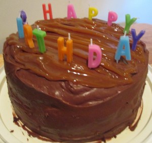 Chocolate Fudge Caramel Birthday Cake
