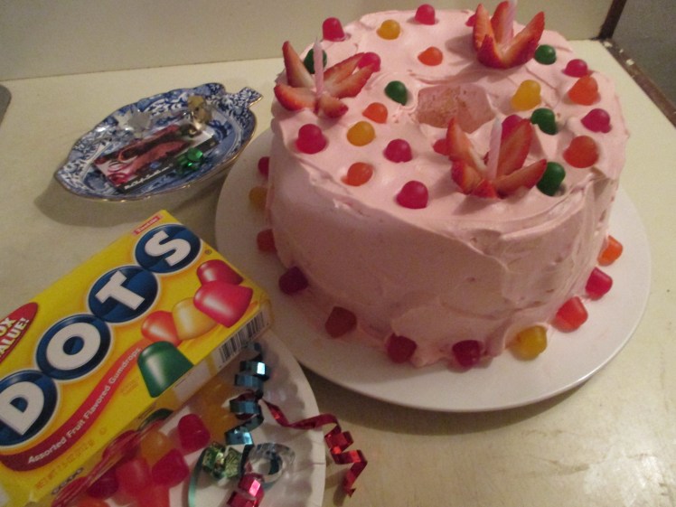 Dots, strawberry flowers, pink whip and ribbon