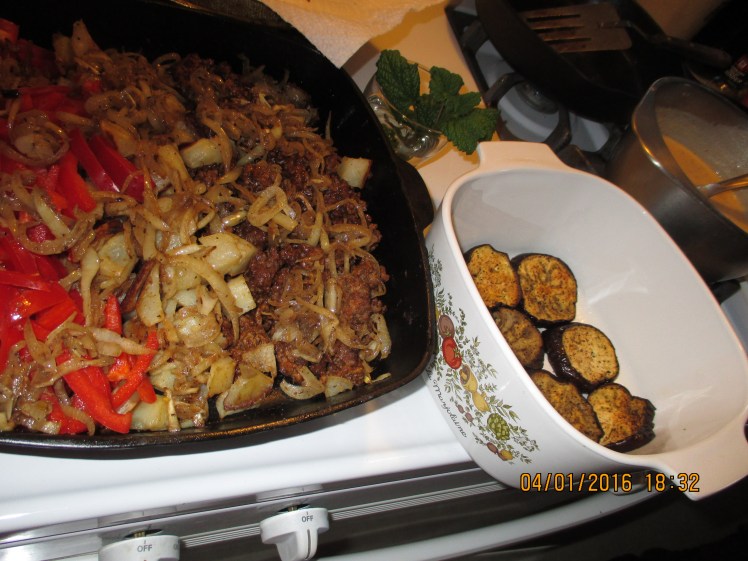 Roasted eggplant base, fillings