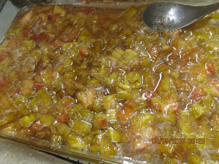 Chopped rhubarb, roasted